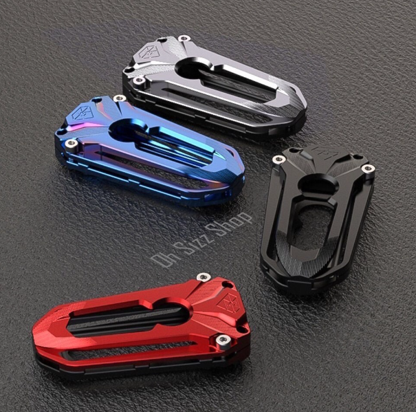 K66-เคสโลหะรีโมทรถมอเตอร์ไซต์ Honda PCX วัสดุอลูมินัมอัลลอย แถมแผ่นใส TPU ปิดปุ่มกันรอยฟรี พร้อมพวงกุญแจหัวโลหะหมุนได้ 360