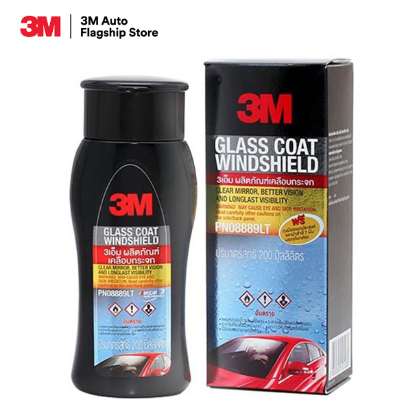 AC80-3M ผลิตภัณฑ์เคลือบกระจก ป้องกันหยดน้ำเกาะ ปริมาตรสุทธิ 200 มิลลิลิตร PN08889LT GLASS COATER WINDSHIELD 200 ml PN08889LT