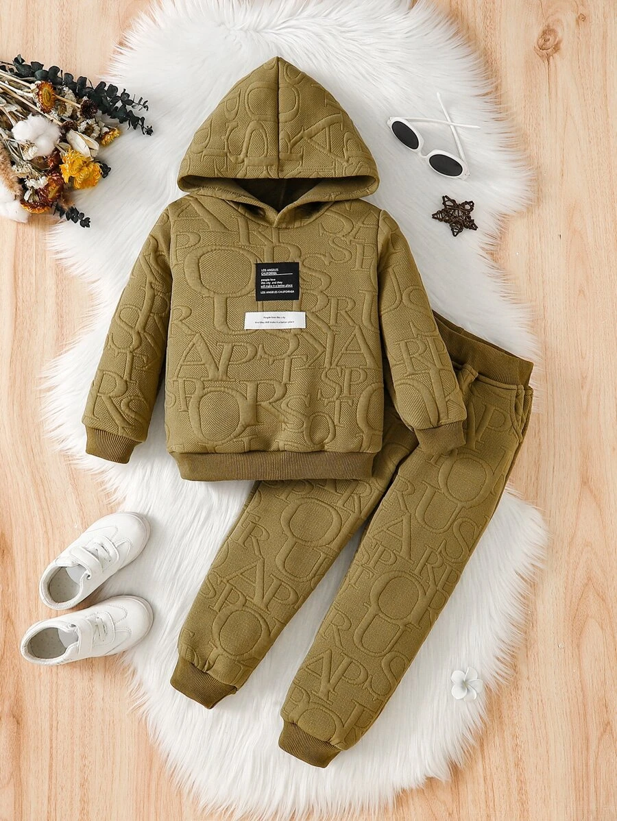 ฮู้ดดี้ เด็กเล็กผู้หญิง ลายสโลแกน งานเย็บแปะ และ กางเกงวอร์ม a-90