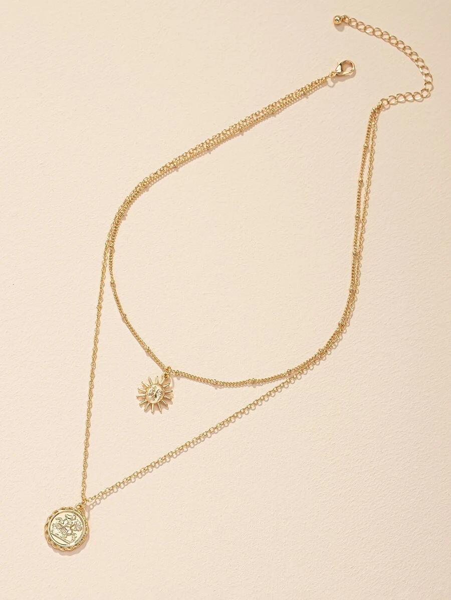 สร้อยคอเลเยอร์ ดวงอาทิตย์ จี้ห้อยคอ kk-129