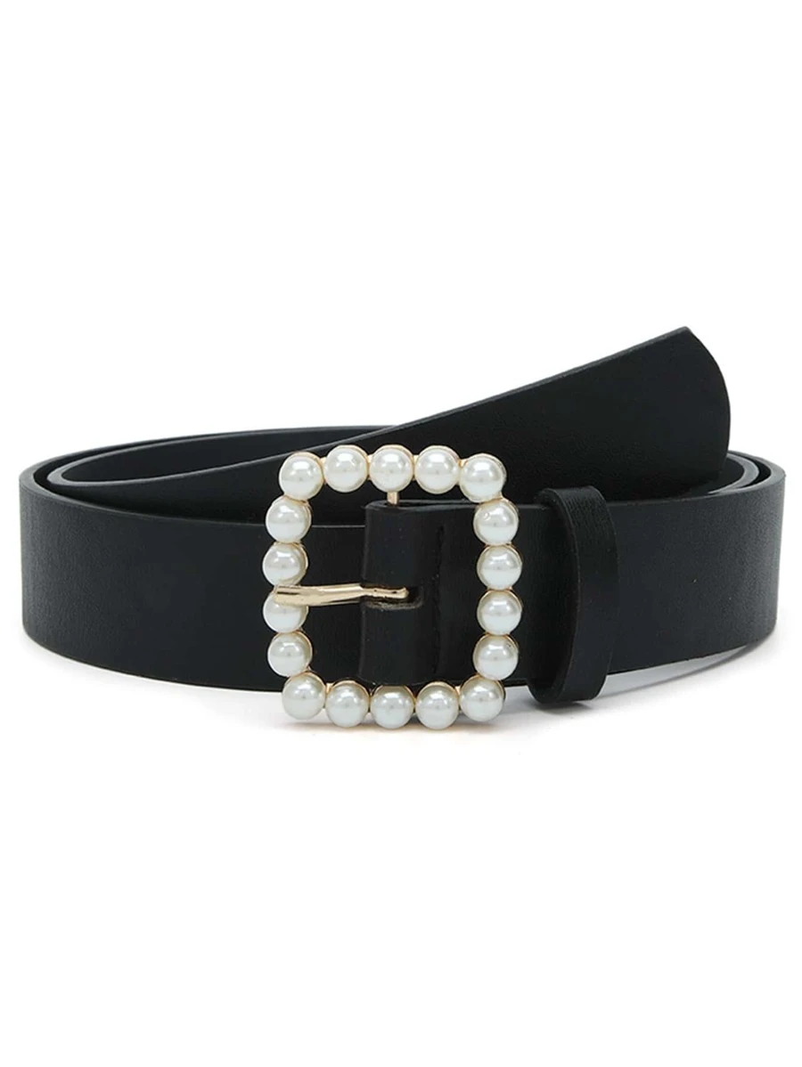 เข็มขัดบักเคิล แต่งไข่มุกเทียม  l-092