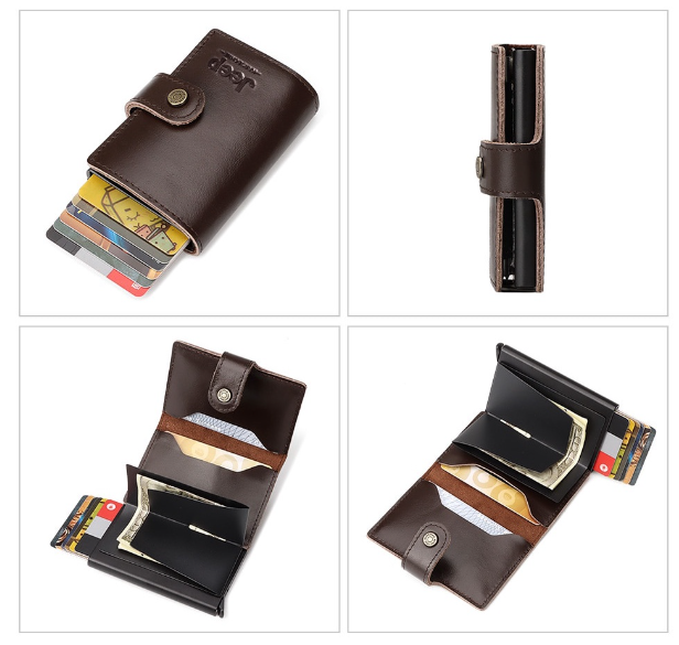 RAY97-HUMERPAUL กระเป๋าสตางค์หนังวัวแท้ RFID แบบบาง ใส่บัตรเครดิตได้ สไตล์มินิมอล สําหรับผู้ชาย