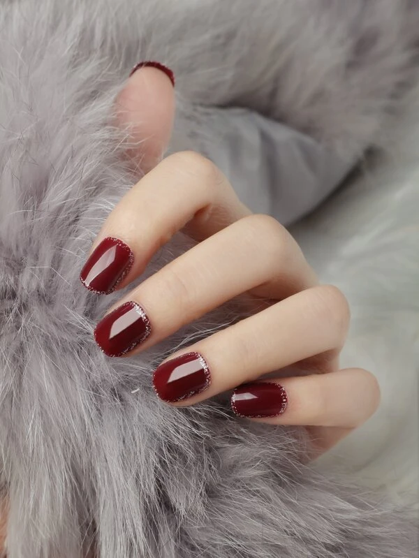 24 ชิ้น เล็บปลอม ทรงวงรี สั้น & ตะไบเล็บ 1 ชิ้น & เทป 1 แผ่น c-39