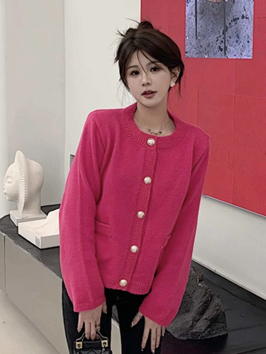 คาร์ดิแกน สีพื้น กระดุมแถวหน้า  i-81