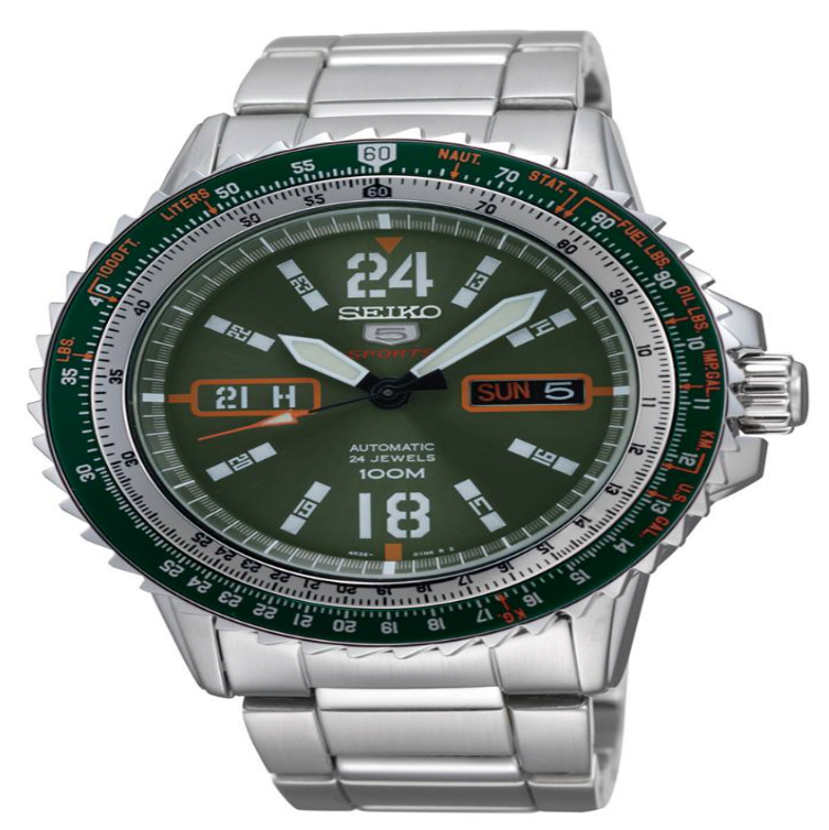 S13-SEIKO 5 Sports Aviator SRP349K1 green dial