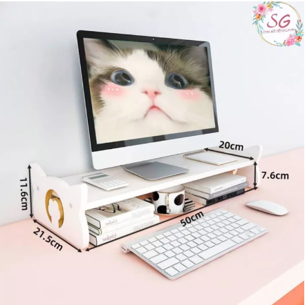 PD73-สินค้าพร้อมส่ง ชั้นวางหน้าจอคอมพิวเตอร์รุ่นCAT แข็งแรงพร้อมที่เก็บของ ชั้นจัดเก็บโต๊ะ