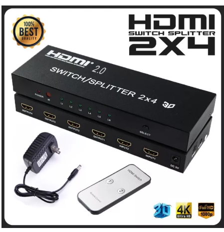 GE49-HDMI 2x4 HDMI Switch/Splitter 2K and 4K 1080P 3D