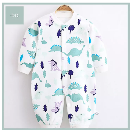 GO89-ชุดบอดี้สูท ชุดจั้มสูทแขนยาวผ้าฝ้าย สำหรับเด็กแรกเกิดขึ้นไป Daniel Boy Store Baby Toddler One Piece Bodysuit Jumpsuit Pajamas 100% Cotton Long Sleeve