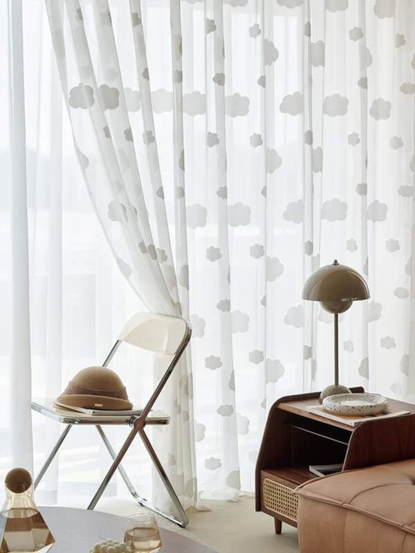 ผ้าม่าน ลายก้อนเมฆ ผ้าโปร่ง  004