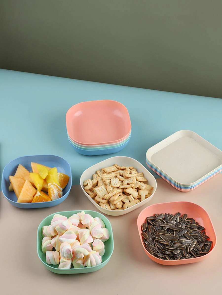 จาน สี่เหลี่ยม สีสุ่ม 1 ชิ้น ff-45