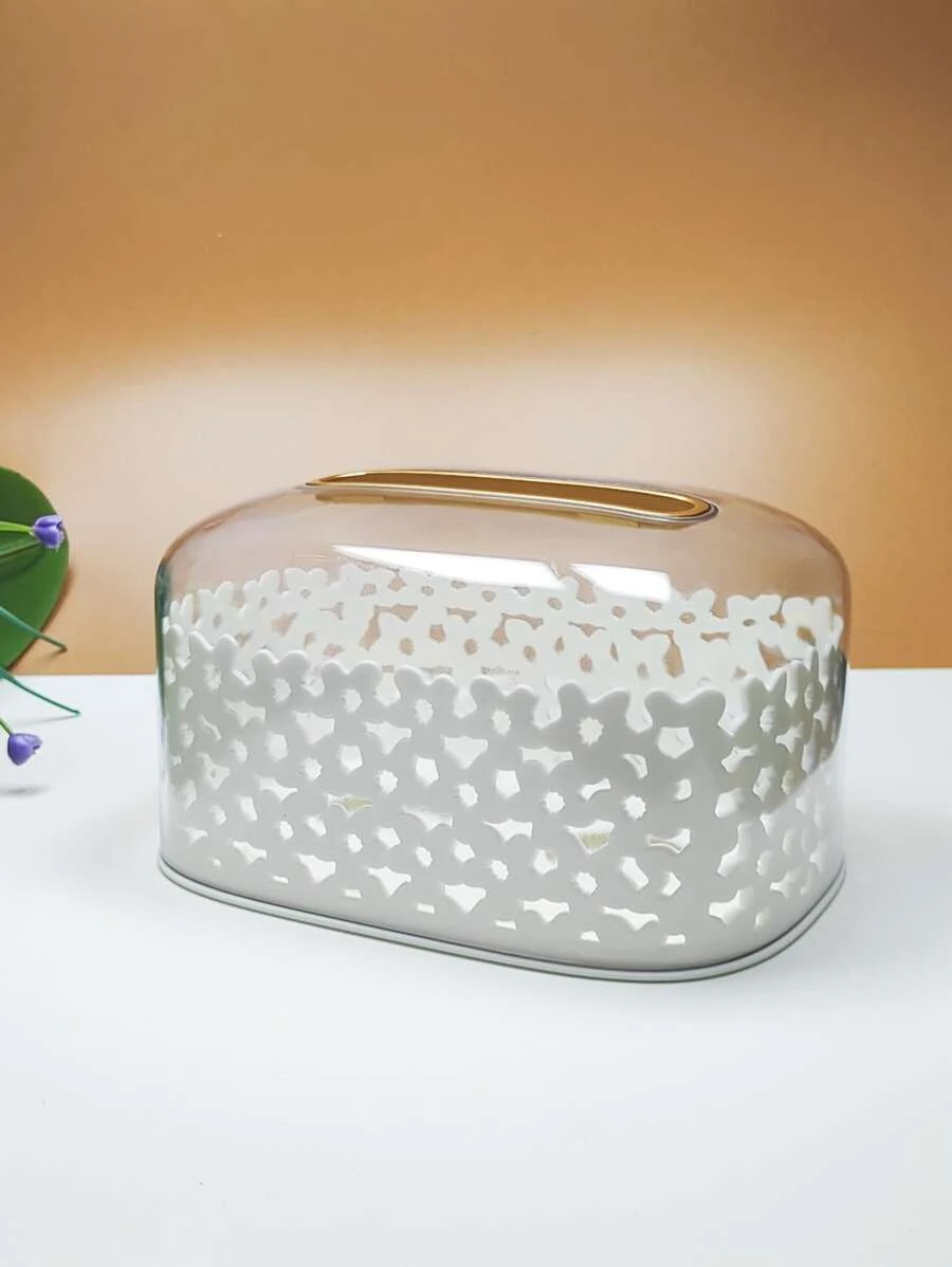 กล่องเก็บของ สีขาว ออกแบบ กลวงออก เนื้อเยื่อ จัดเก็บ เรียบง่าย การออกแบบ ดอกไม้ สำหรับ โต๊ะ 1 ชิ้น  nn-120