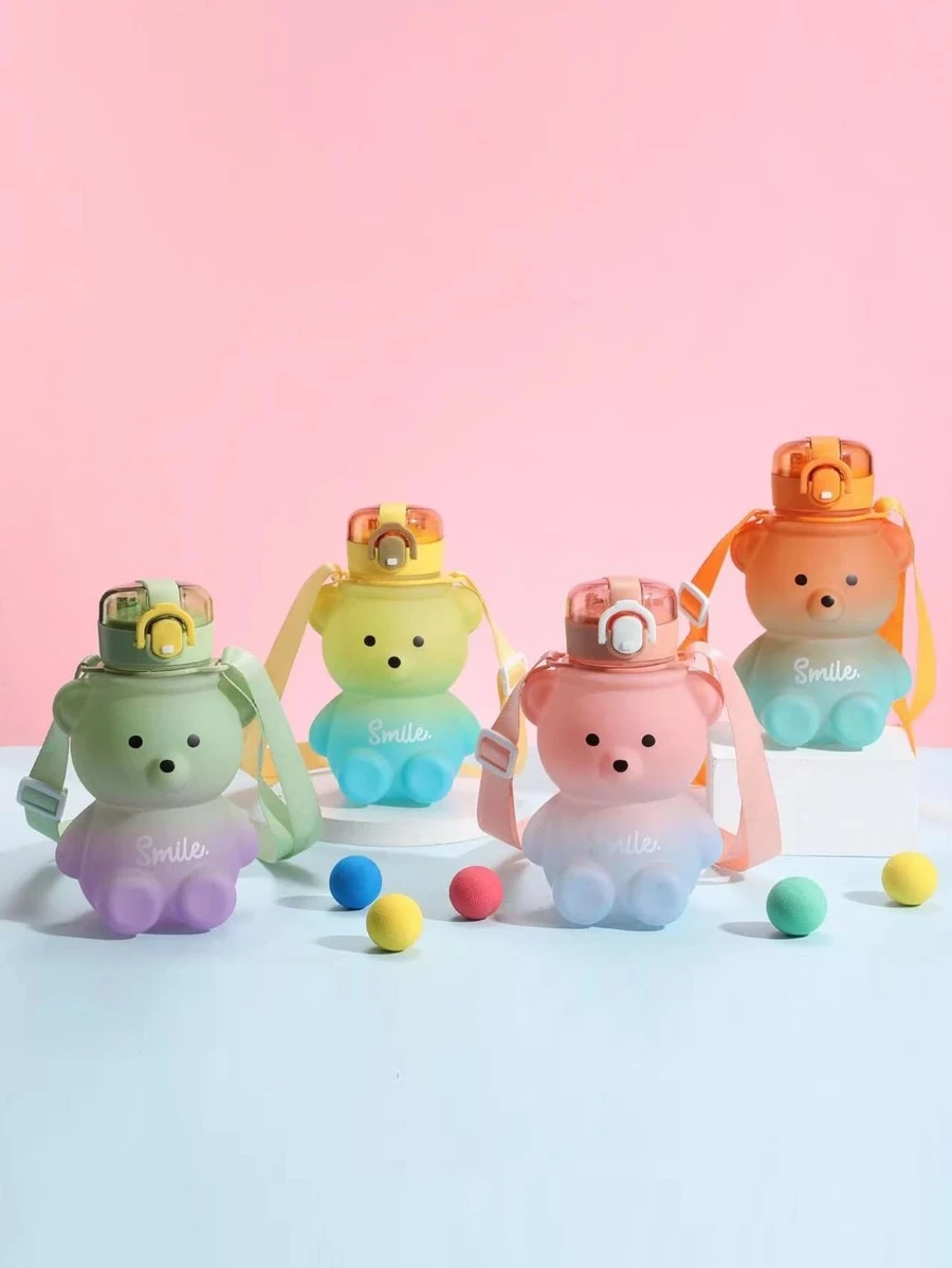 1 ชิ้น ขวดน้ำเด็ก มีหลอด สุ่ม น่ารัก Kawaii ขวดน้ำ ความจุสูง ขวดน้ำดื่ม พลาสติก กีฬา  oo-231