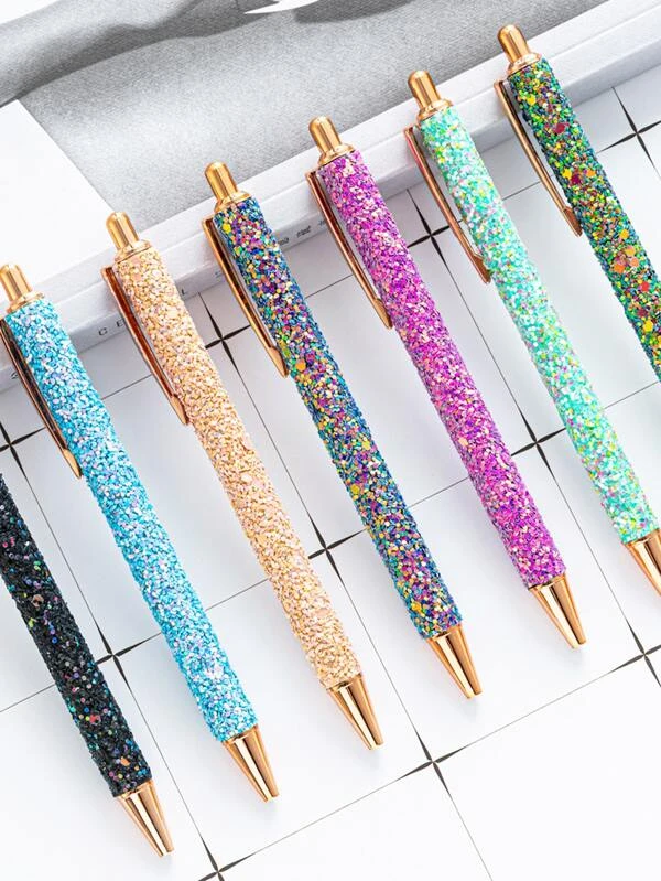 ปากกาลูกลื่น ตกแต่งเลื่อม สุ่ม 1 ชิ้น s-38