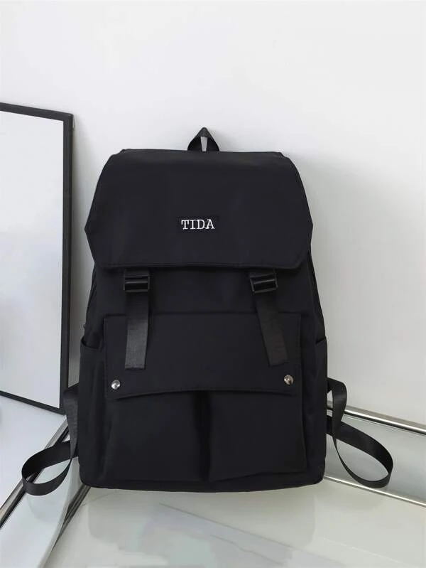 กระเป๋าเป้พนัง เย็บปักถักร้อย ตัวอักษร แต่งหัวเข็มขัดแบบปลดเร็ว  ll-78