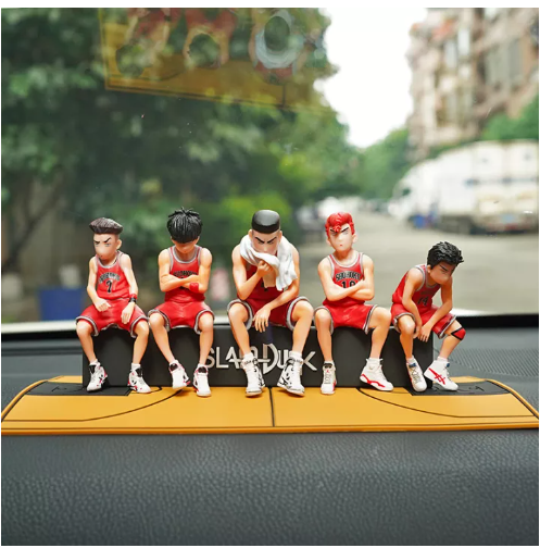 JN26-5pcs Slam Dunk ตกแต่งรถยนต์ที่นั่งบาสเก็ตบอลกล่องของขวัญตุ๊กตาการ์ตูนอุปกรณ์ตกแต่งรถยนต์ป้ายหยุด MMK287