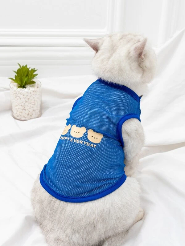 เสื้อกล้าม สัตว์เลี้ยง พิมพ์ หมี 1 ชิ้น ม-24