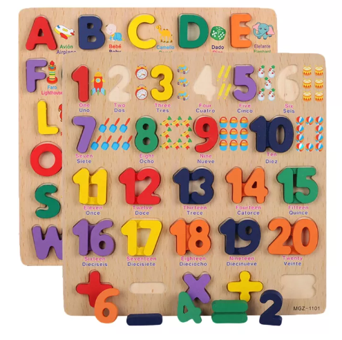 GO4-บล็อกตัวต่อของเล่นไม้สำหรับเด็ก ตัวต่อเสริมพัฒนาการเด็กและตัวเลข