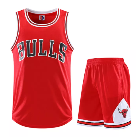 VIC22-คลับแวร์ ชุดแข่งขัน ชุดกีฬา ชุดกีฬาแห้งเร็ว 2 ชิ้น ชุดบาสเก็ตบอล BULLS/ CHIGAGO [เตรียมจัดส่ง]