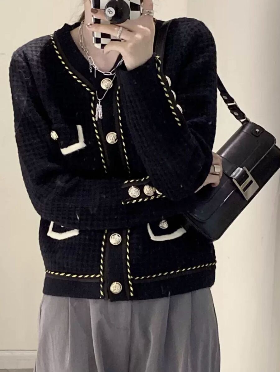 คาร์ดิแกนไหมพรม ดีเทลหรูหรา  i-38