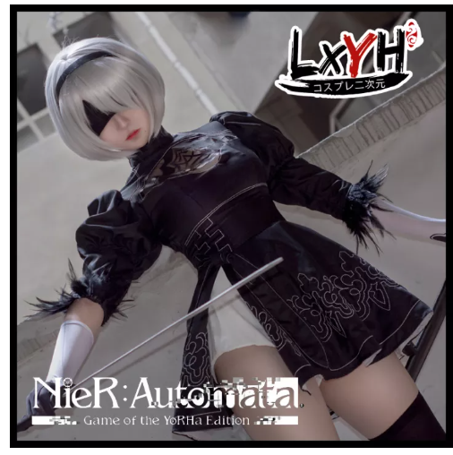 SE94@[LXYH- COSER KING] Game Nier: Automata YoRHa No.2 Type B Cosplay Costume Women Dress Lolita Wig Shoes เครื่องแต่งกายคอสเพลย์ การ์ตูนอะนิเมะ ชุดแฟนซี