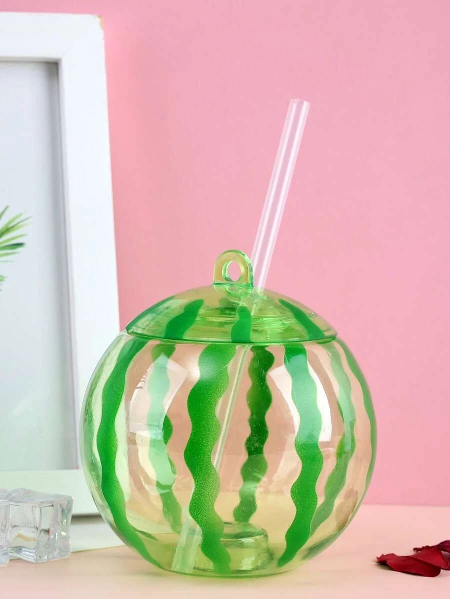 1 ชิ้น พลาสติก ทัมเบลอร์ พร้อม ฟาง & สร้างสรรค์ แตงโม ออกแบบ ถ้วยฉนวน สำหรับเดินทาง สำหรับ กลางแจ้ง  pp-94