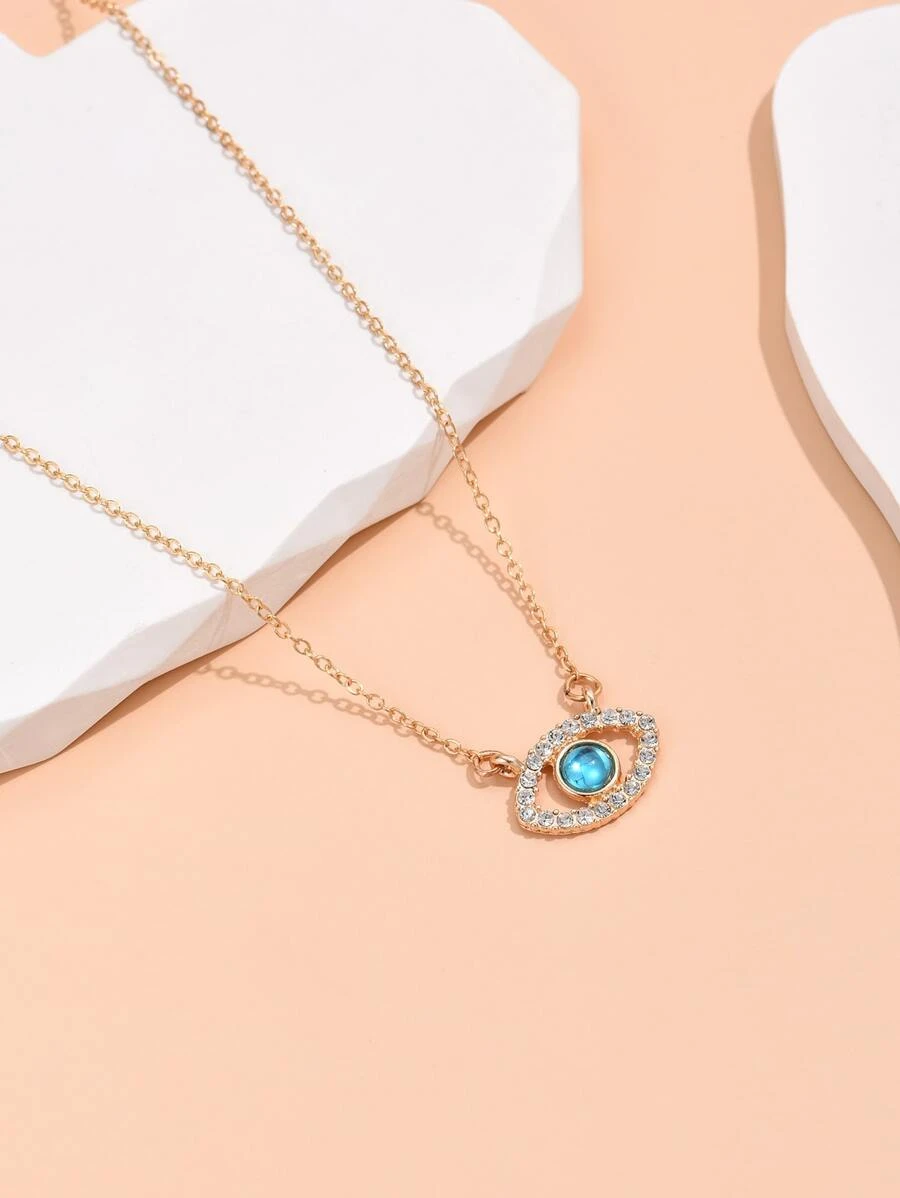 สร้อยคอ พลอยเทียม ตี้รูปดวงตา kk-135