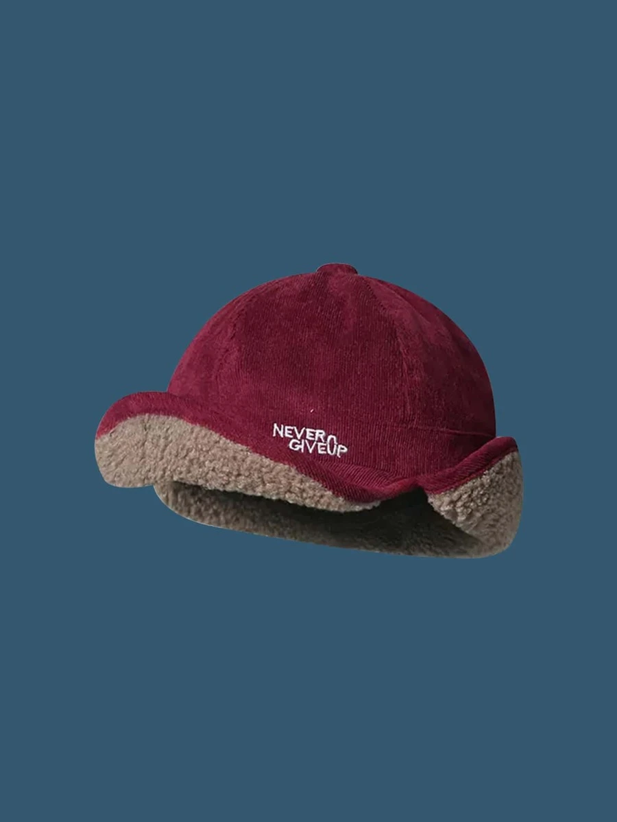 หมวก เย็บปักถักร้อย ตัวอักษร ซับในผ้าฟลีซ j-60