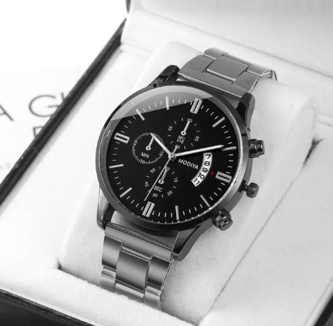 EW41-แฟชั่นธุรกิจชายสแตนเลสแบบสบายๆแบบแอนะล็อกควอตซ์ปฏิทินนักเรียนนาฬิกาข้อมือขนาดใหญ่นาฬิกาผู้ชายของขวัญ