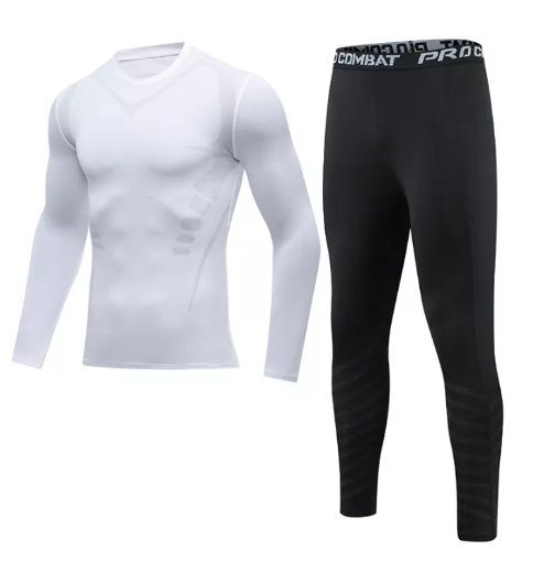 VIC11-PRO COMBAT ชุดกีฬาผู้ชาย ชุดกีฬาสำหรับผู้ชาย เซต2ชิ้น กระชับกล้ามเนื้อ แขนยาว + กางเกง [กทม. พร้อมส่ง]