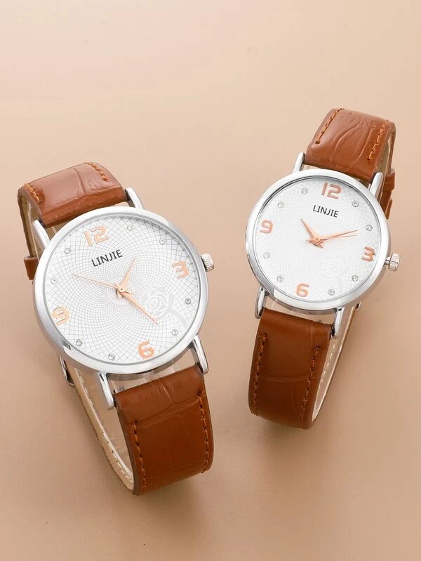 นาฬิกาควอทซ์ ตัวชี้ แบบกลม คู่ 2 ชิ้น  น-0185