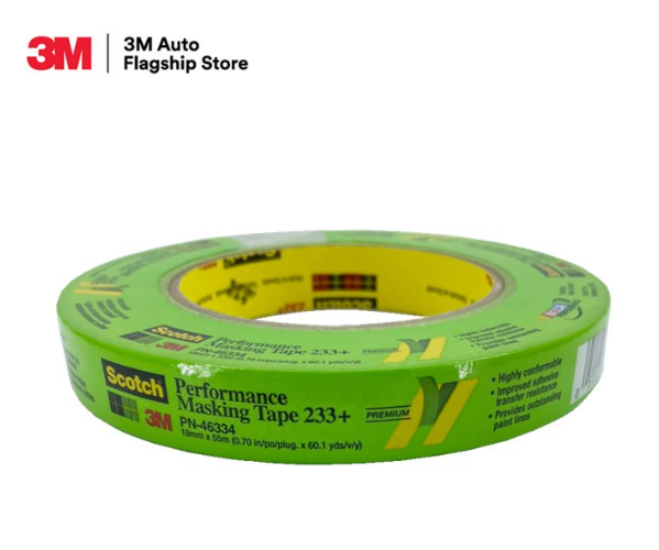 AC108-3M 46334 กระดาษกาวย่นสีเขียว Performance Masking Tape รุ่น 233+ ขนาด 18 มม. X 55 เมตร
