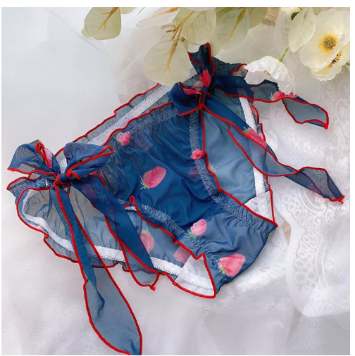 PAN77 กางเกงในไซส์ใหญ่สำหรับสาวอวบกก. กางเกงในทรงสามเหลี่ยมแบบบางสไตล์ญี่ปุ่นผ้าตาข่ายซีทรูเซ็กซี่ผ้าลูกไม้เอวสูงปานกลางสำหรับสาวอวบกก.