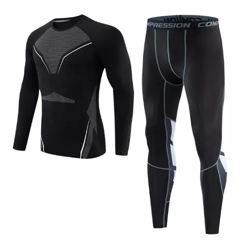 Z86-เซต2ชิ้น แขนยาว+กางเกงขายาว ชุดกีฬา ชุดกีฬาสำหรับผู้ชาย กระชับกล้ามเนื้อ ฟิตเนส/เทรนนิ่ง/วิ่ง/ปั่นจักรยาน/ว่ายน้ำ [กทม. พร้อมส่ง]