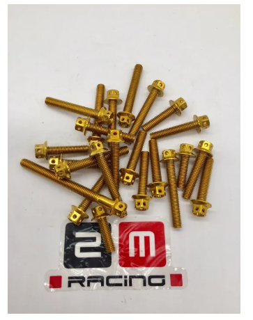 FU158-น็อตชุดแคร้ง น็อตแคร้งเครื่อง Honda SONIC ปี2003-2004 น็อตสแตนเลสแท้ ลายหัวเจาะ (จำนวน 23 ตัว)ทอง น็อตแคร้งเครื่องโซนิค อะไหล่แต่งมอเตอร์ไซค์