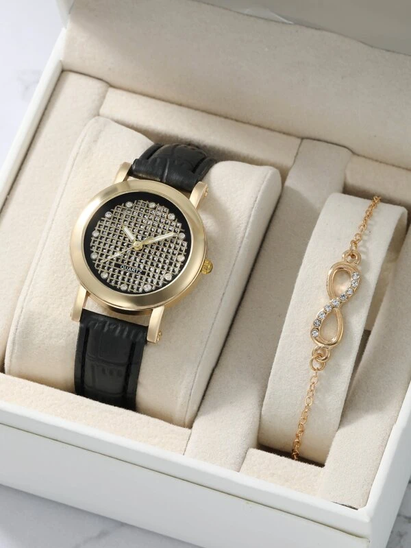 นาฬิกาข้อมือ แต่งเพชร และ สร้อยคอ 1 ชิ้น  น-0168