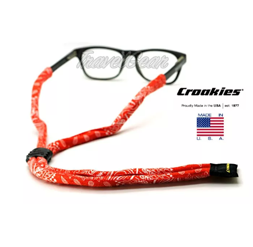 (ว#058) สายคล้องแว่นตา Croakies รุ่น Print Suiters XL Bandana Red