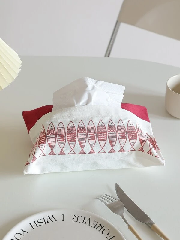 ถุงเก็บทิชชู่ ลายปลา เนื้อเยื่อ จัดเก็บ สไตล์ญี่ปุ่น ผ้า สำหรับ บ้าน 1 ชิ้น nn-86