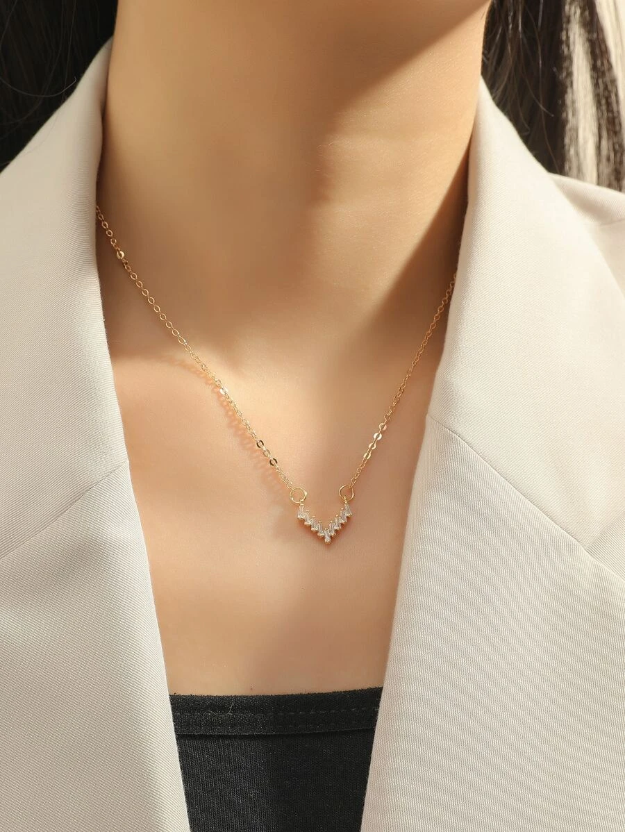 สร้อยคอ จี้ ตกแต่ง เพชรคิวบิกเซอร์โคเนีย kk-86