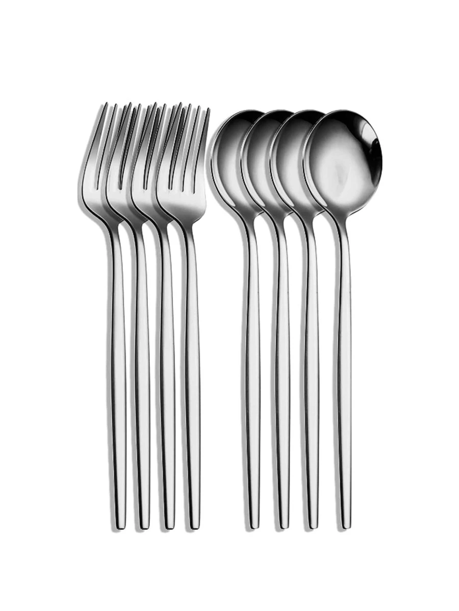 4 ชิ้น ช้อน สแตนเลส ครัว & 4 ชิ้น ส้อม  hh-65