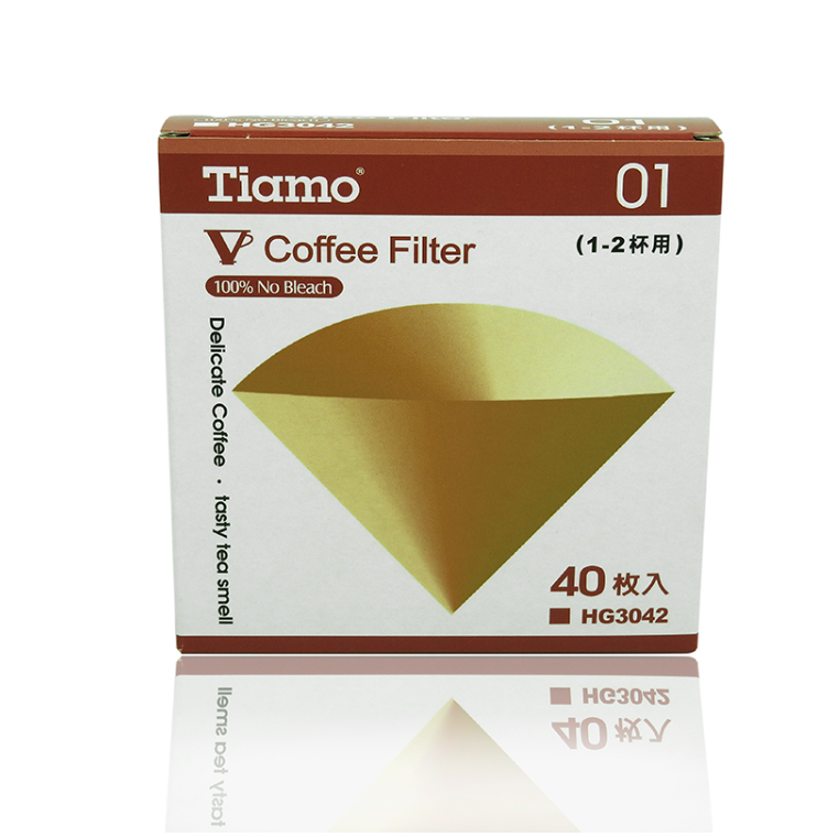 DEE42-กระดาษกรองกาแฟ Tiamo 1-2 ถ้วย รูเดี่ยว 1610-461