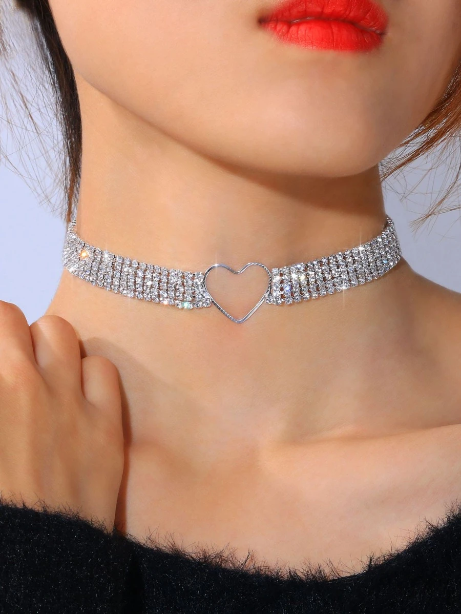 โชคเกอร์ พลอยเทียม & ตกแต่งรูปหัวใจ kk-182