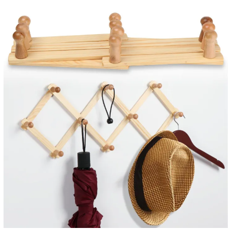 ROB50-ตัวแขวนของติดผนัง แบบไม้ยืดหดได้ ที่แขวนผ้า ที่แขวนหมวก