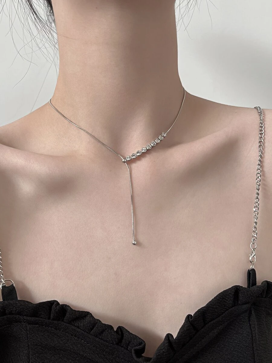 สร้อยคอ รูปตัว Y ตกแต่ง พลอยเทียม  kk-91