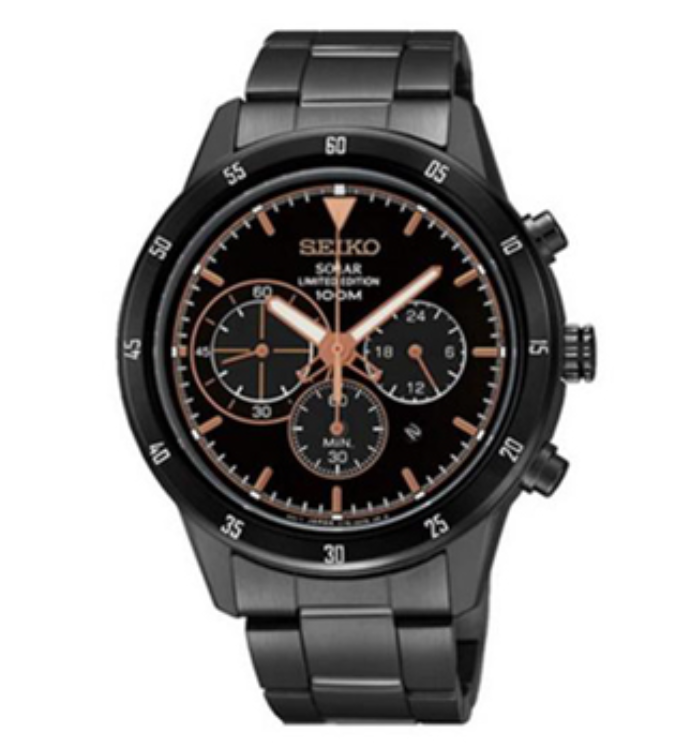 H62-SEIKO Solar Chronograph Limited Edition Men's Watch นาฬิกาข้อมือผู้ชาย สีดำ สายสแตนเลส รุ่น SSC339P