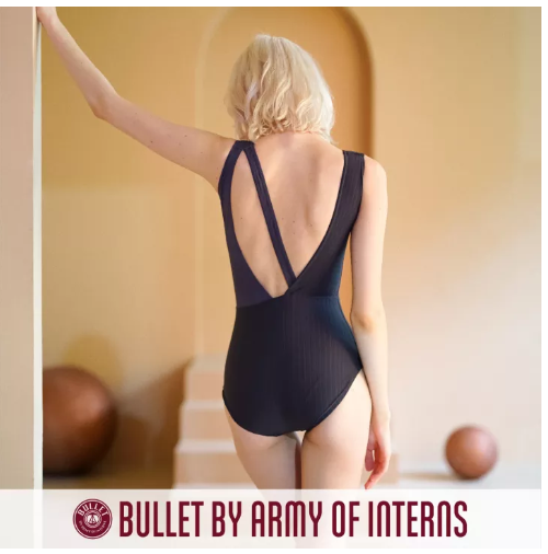 S41 BULLET BY ARMY OF INTERNS Stripe one piece swimsuit / dark grey