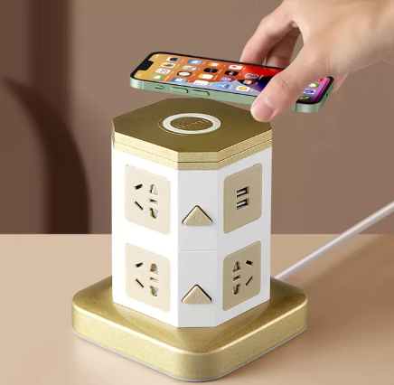 SA61-ซ็อกเก็ตชาร์จไร้สายแนวตั้งพร้อมสายเสียบปลั๊ก USB มัลติฟังก์ชั่นที่ชาร์จอย่างรวดเร็ว บอร์ดสายไฟที่สร้างสรรค์ในครัวเรือน