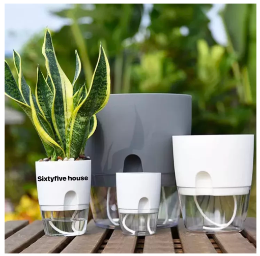 UTI20-กระถางรดน้ำต้นไม้อัตโนมัติแบบใส กระถางต้นไม้2ชั้น เก็บ น้ำ ได้ รด น้ำ อัตโนมัติ ไม่ต้องรดน้ำเอง