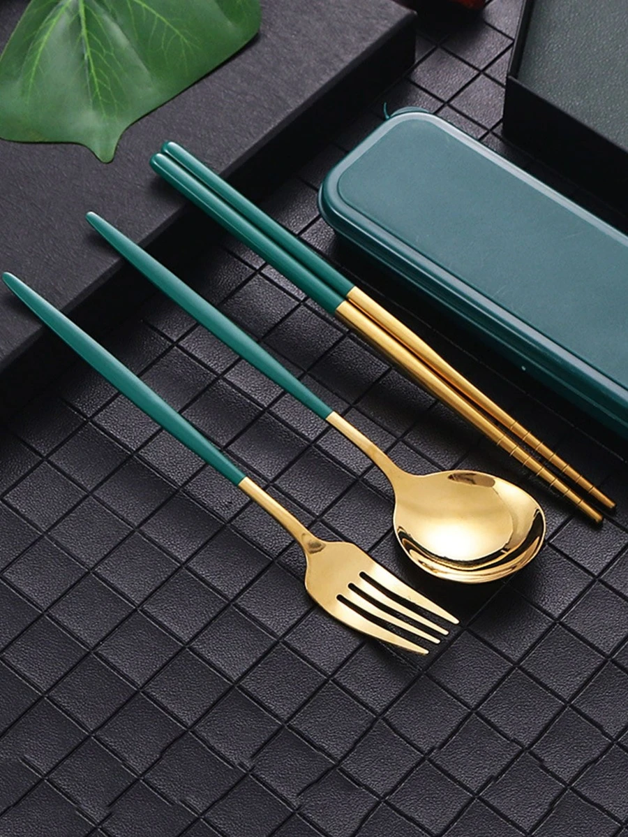 1 เซต สแตนเลส เครื่องใช้บนโต๊ะอาหาร & 1 ชิ้น กล่อง hh-7