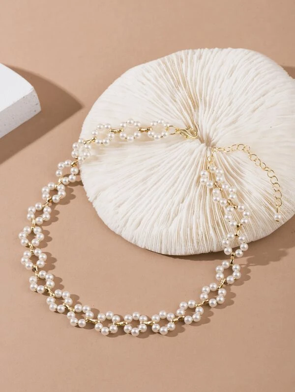 สร้อยคอ ประดับ มุกเทียม kk-192