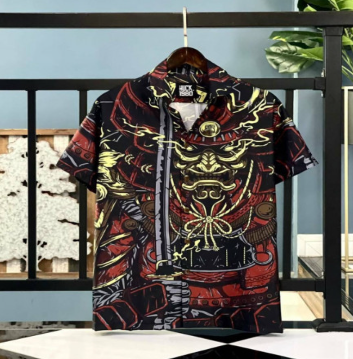 PE36-เสื้อเชิ้ตกราฟฟิก ผ้ามัน เสื้อเชิ๊ตสตรีท ลายสวยคมชัด ขนาดรอบ อก 42’